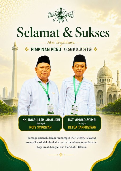 PCNU  Pengurus Cabang Kabupaten Pamekasan Rois Syuriyah KH Nasrullah Jamaludin dan Ketua Tanfidziyah Ust Ahmad Syukri